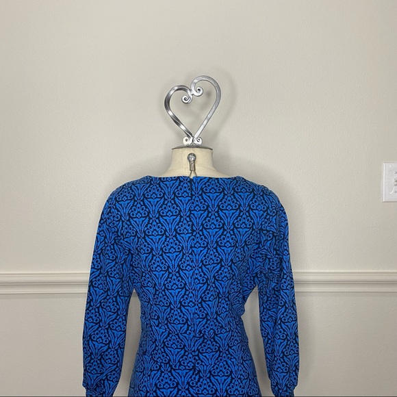 Boden Blue and Black Floral Print Dress - Picture 9 of 13